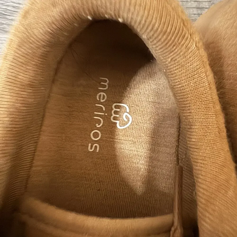 Merinos Women's Size 7 Tan Lace Up Wool Blend Comfort Casual Sneakers EU 37